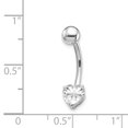 thumbnail image 2 of 10k White Gold 6x6 Heart Belly Button Rings Screw Navel Bars Body Piercing Naval, 2 of 6