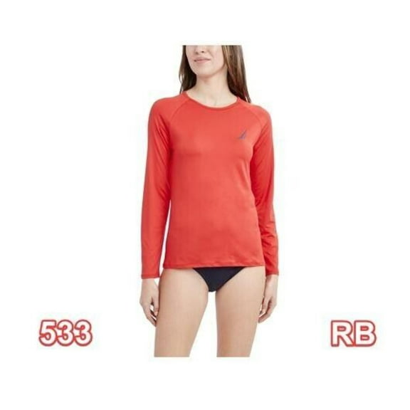 Nautica Womens Standard Long Sleeve Rashguard UPF 30  UV Sun Protection shirt L