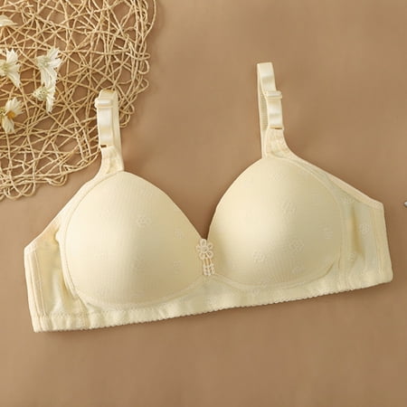Wireless Bras for Women  Women s Daily Adjustable Underwear Gathered Thin Bra Without Steel Ring(Beige 42)