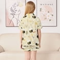 thumbnail image 4 of Silky Satin Kids' Pajama Set Breathable & Smooth Unisex Button-Down Pajamas Cute Bees and Honeycomb Pattern, 4 of 7