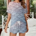 thumbnail image 2 of Mermaid Fish Scales Print Women'S Pajamas Set Summer Sleepwear Sets 2 Piece Lounge Set, 2 of 7