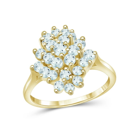 JewelersClub Aquamarine Ring Birthstone Jewelry – 1.50 Carat Aquamarine 14K Gold Plated Silver Ring Jewelry – Gemstone Rings with Hypoallergenic 14K Gold Plated Silver Band