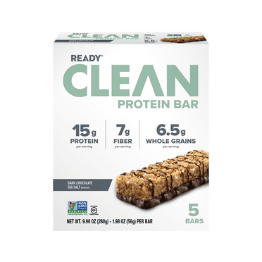 Ready Nutrition Dark Chocolate Sea Salt Clean Protein Bar, 5 Count