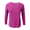 thumbnail image 3 of Solid Color V Neck Button Loose Long Sleeve T Shirt Top Woman Casual Shirts for Women for Women Long Sleeves Shirts Women Blank Athletic Shirts Layering Tee Long Sleeve Turtle Neck T Shirts for Women, 3 of 4