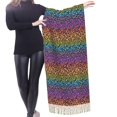 thumbnail image 4 of Shawl Wraps for Women - Rainbow Bright colorful leopard Oversized Fall Winter Fashion Blanket Scarf for Women, 4 of 6