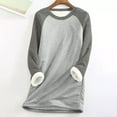 thumbnail image 2 of IYYVV Women's Winter Warm Sherpa Lined Sweatshirt Pullover Crewneck Long Sleeve Fleece Lined Thermal Shirts Loungewear Tops Gray 2XL, 2 of 4
