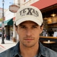 thumbnail image 2 of Hats for Women Unisex Distressed 3D Embroidered Texas Baseball Cap Unique Casual Khaki One Size, 2 of 5