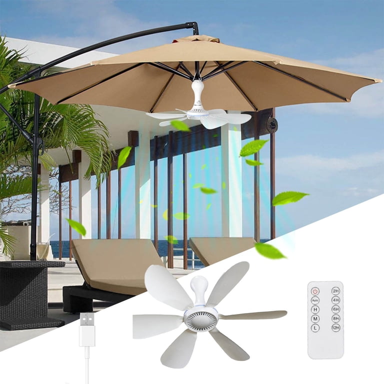 ceiling fan for patio umbrella Coolbull Outdoor Fans with Lights, 20'' Hanging Fan, Plug and Play This rugged 20 Portable Ceiling Fan Mini USB