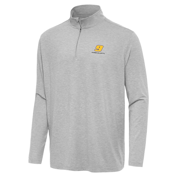 Men's Antigua  Heather Gray Chase Elliott Hunk Quarter-Zip Top