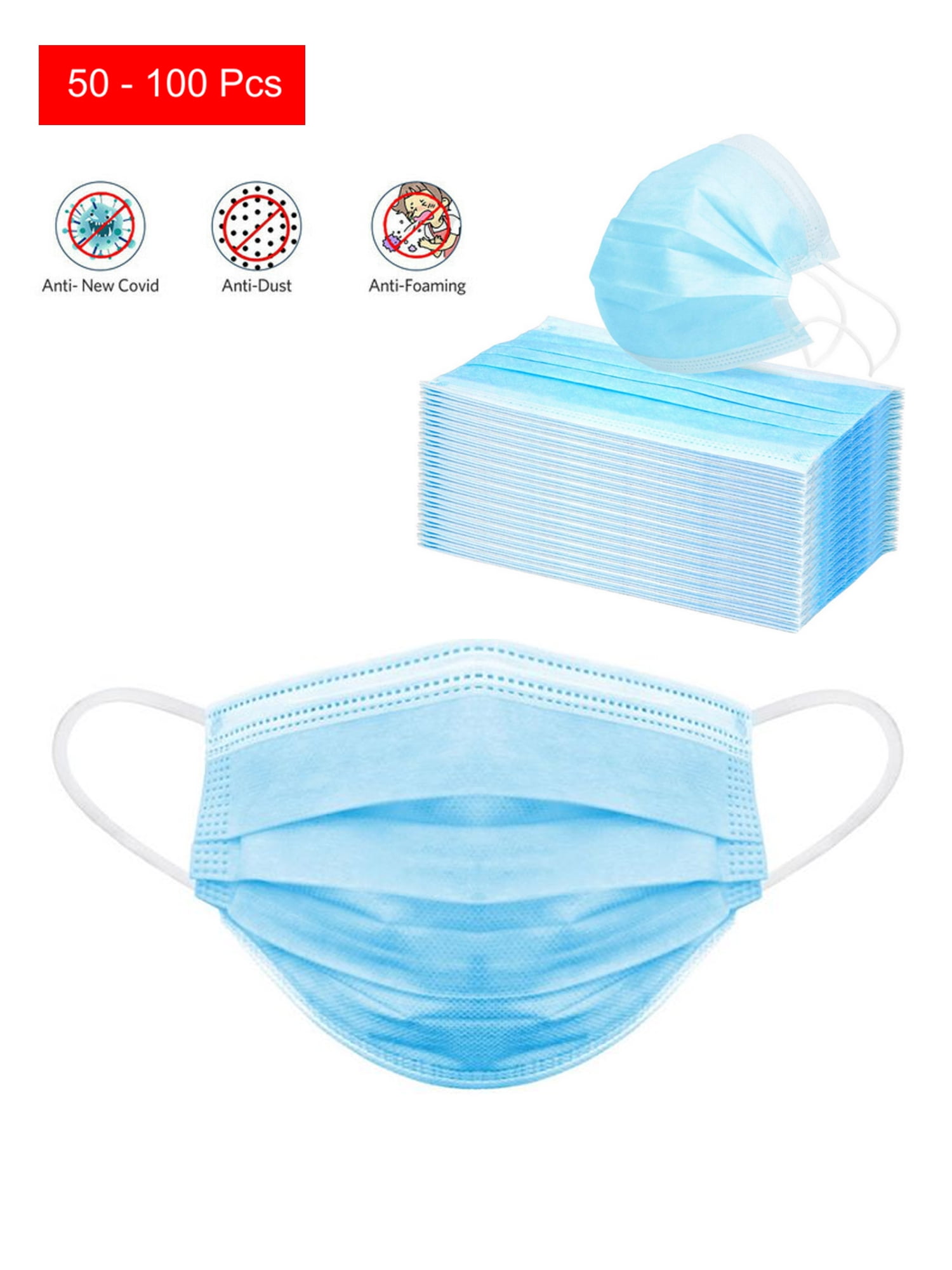 Essentially Yours Breathable 3 Ply Ear Loop Disposable Face Masks, 1000