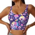 thumbnail image 2 of Lsque Skull colorful mushroom Printed Women'S Sports Bra, Compression, Moisture Wicking, High-Impact Sports Bra For Women,Supportive sports bra-Large, 2 of 9