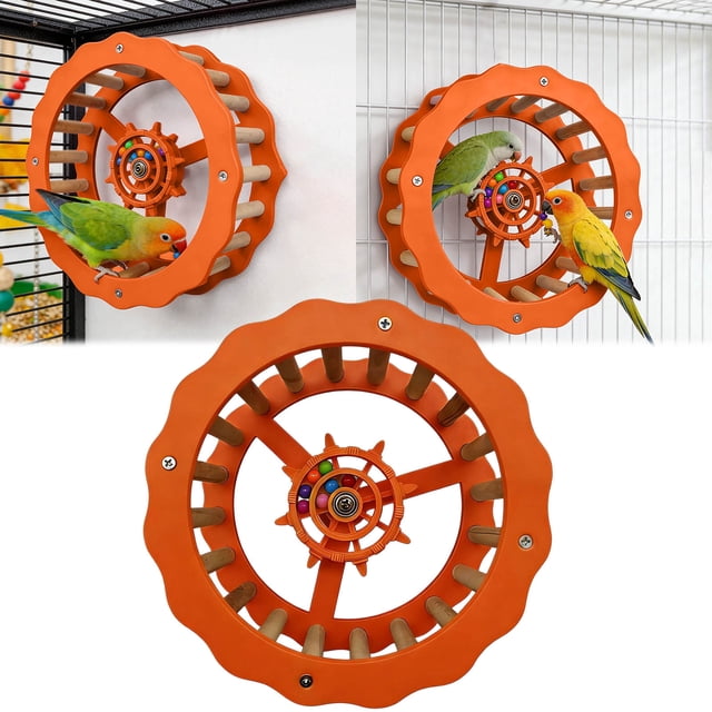 Tong Parrot Exercise Wheel And Steering Interactive Bird Activity Center With Chewable Wooden For Conures Budgies 1pc
