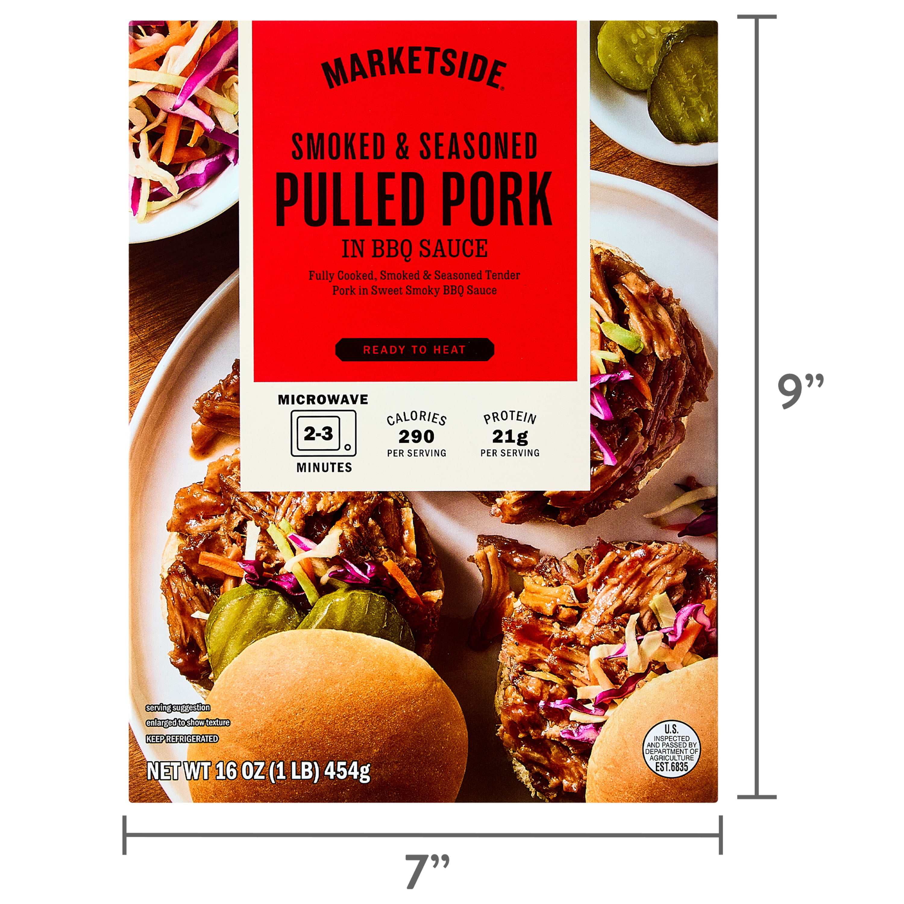 Marketside Ready to Heat Smoked & Seasoned Pulled Pork in BBQ Sauce Packaged Meal, 16 oz