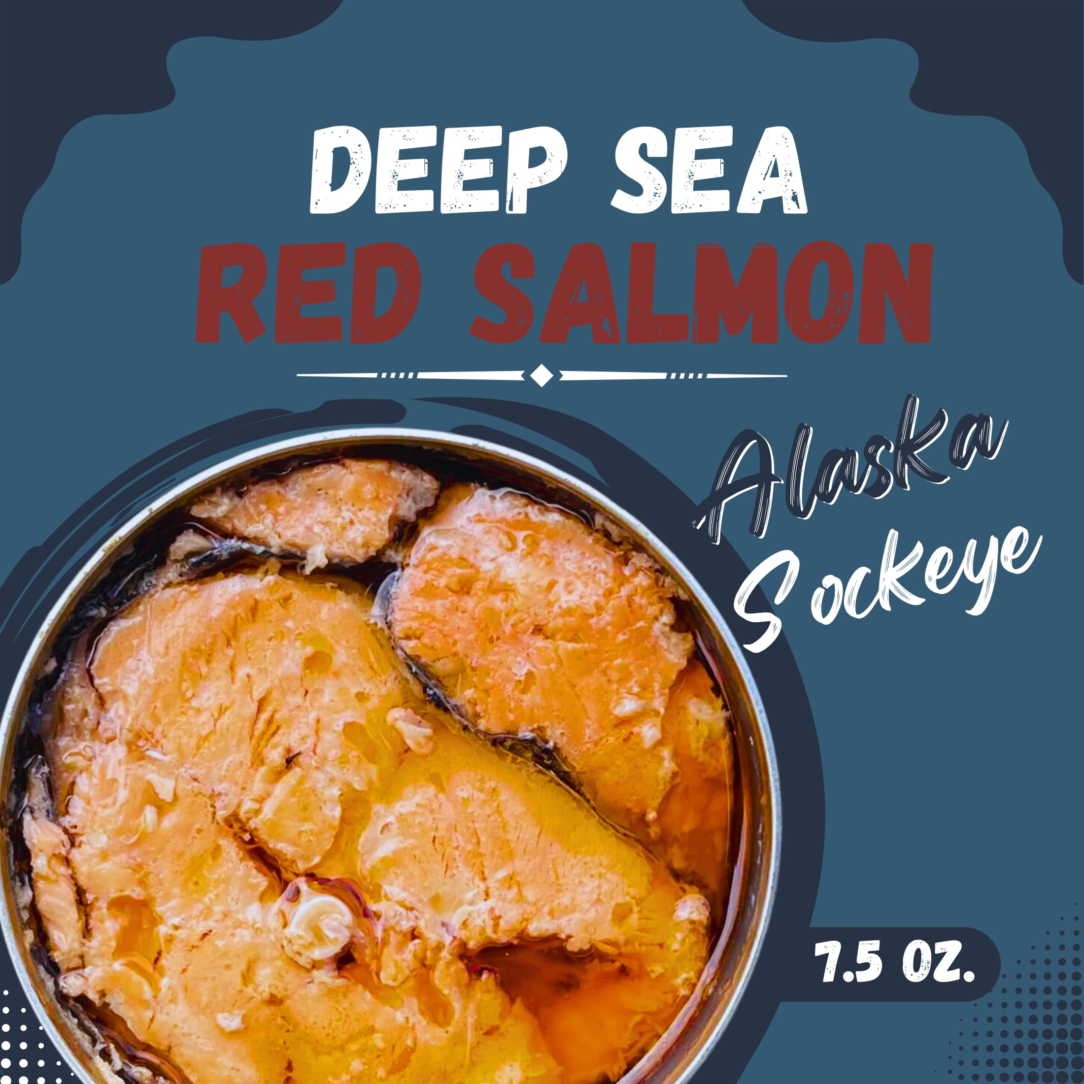 Deep Sea Wild-Caught Alaska Sockeye Red Salmon, Rich in Omega-3s, No Preservatives - 7.5 oz (Pack of 2) Quick Snacks Picnic Meal with Bonus Snoep in Beperkte Oplage