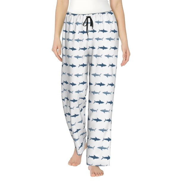 Balery Cute Shark Pantalones de pijama para mujer, pijamas ultraligeros, pantalones de estar por casa-XX-Large