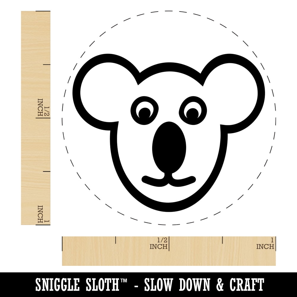 Koala Face Self-Inking Rubber Stamp Ink Stamper - Blue Ink - Medium 1 Inch