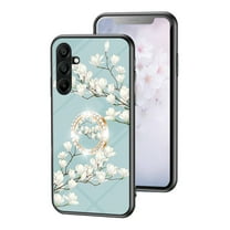 TECH CIRCLE Flower Pattern Case for Samsung Galaxy A25 5G,Slim Shockproof TPU Bumper Phone with Built-in 360 Rotatable Ring Holder Kickstand Cover for Galaxy A25 5G,Mint