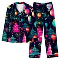 thumbnail image 2 of FDGIU Festive Christmas Pajama Set, Women's Printed Long Sleeve Pjs, Cozy Holiday Loungewear, 2 of 5