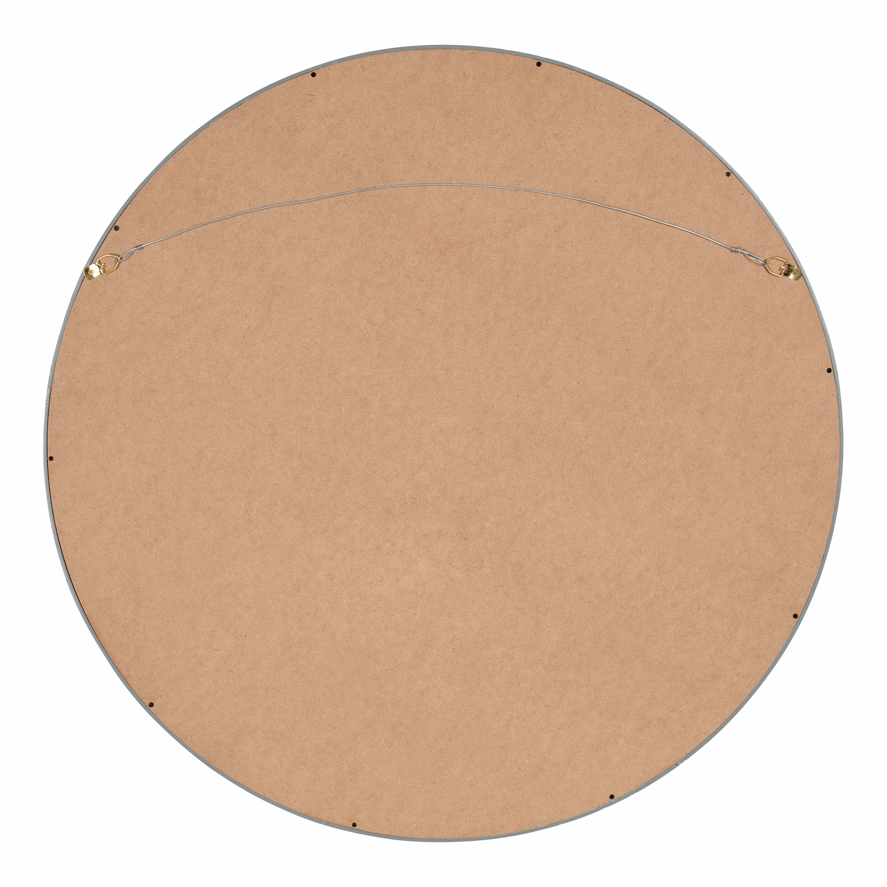 Kate and Laurel Travis Round Wood Wall Mirror, 25.6" Diameter, Gray, Modern Wall Décor Accent