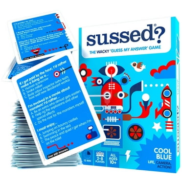 SUSSED The Wacky 'What Would I Do?' Card Game - 200 Fun Conversation Starters - Social Party Gift for Teens, Adults, Boys, Girls & More - Stocking Stuffer - Cool Blue Deck