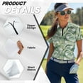 thumbnail image 5 of COEQINE Women 1/4 Zip Golf Shirts Moisture Wicking Soft Short Sleeve Tennis Activewear Golf Ball Club and Palm Leave Print Workout Golf Tops Lightweight Polo Shirts, XS, 5 of 7