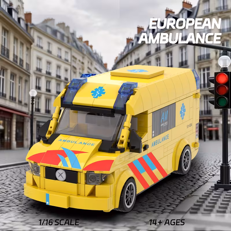 thumbnail image 4 of GZBricker European-style Ambulance Building Blocks Sets Compatible with Lego Vehicel Model Realistic Emergency Car for Adults Boys, 4 of 7