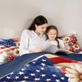 thumbnail image 4 of Manfei Watercolor Floral Queen Comforter Set,Retro Us Flag Comforter Sets Queen,Red White,Navy Blue Reversible,3pcs,1 Comforter and 2 Pillowcases, 4 of 7