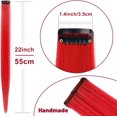 thumbnail image 4 of LAICAIW Rallonges de Cheveux Colorées de 22 Pouces, Postiche Lisse, Mèches de Fête Multicolores à Clipser, Rallonges de Cheveux Synthétiques (10 Pcs Rouge), 4 of 6