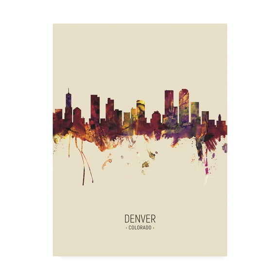 Trademark Fine Art 'Denver Colorado Skyline Portrait III' Canvas Art by Michael Tompsett