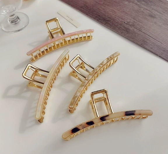 2-Pack Metallic Minimalist Hair Clips - Strong Hold for Thick Hair, Elegant Design for Everyday Use