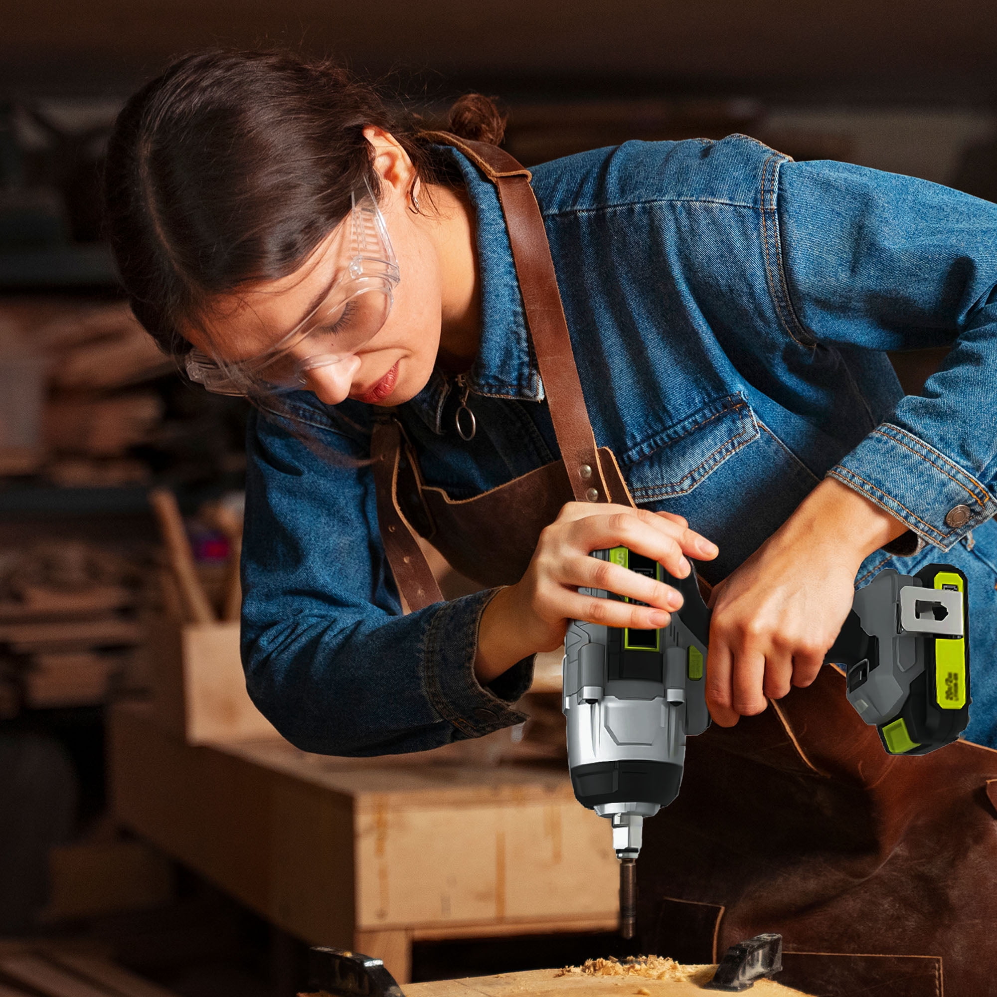 Master Mechanic 20 Volt Cordless Impact Wrench Kit with Brushless Motor