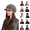 15# Khaki, variant on Newsboy Hat Women Knit Crochet Flower Winter Beret Warm Beanie Cap Soft Vintage with Brim Fall Winter Fashion