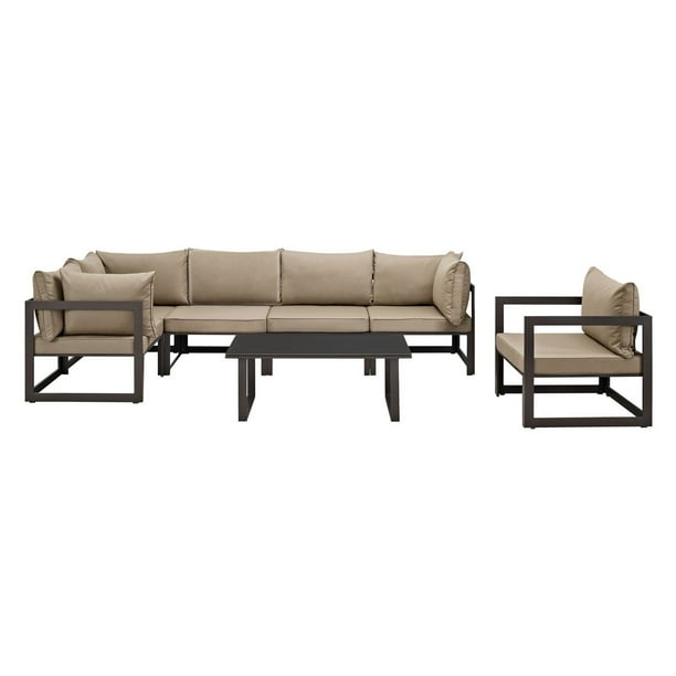 Modway Fortuna 7 Piece Poolside Patio Sectional Sofa Set