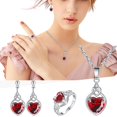 thumbnail image 2 of Valentine Heart Necklace Pendant Earrings Ring Jewelry Set For Women And Girls, 2 of 5