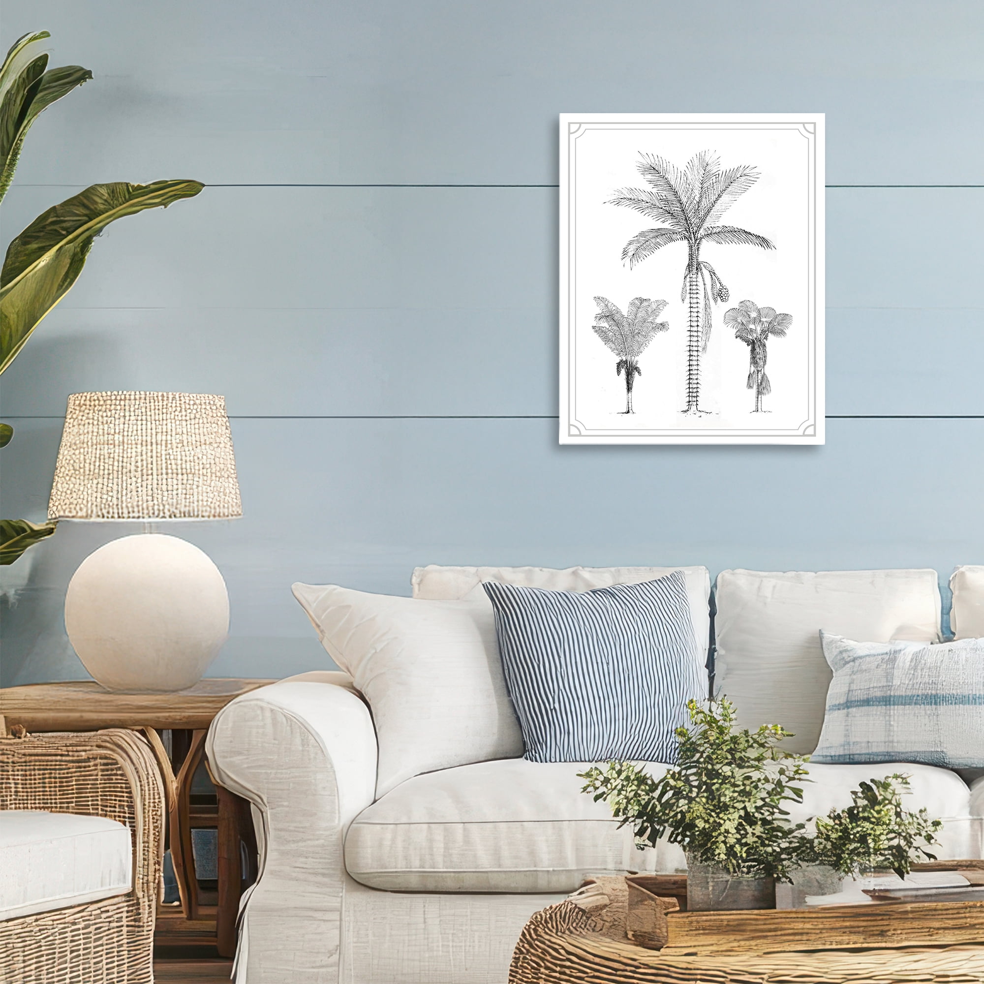 Palm Tree Trio Sketches Canvas Wall Art, design by Lettered and Lined