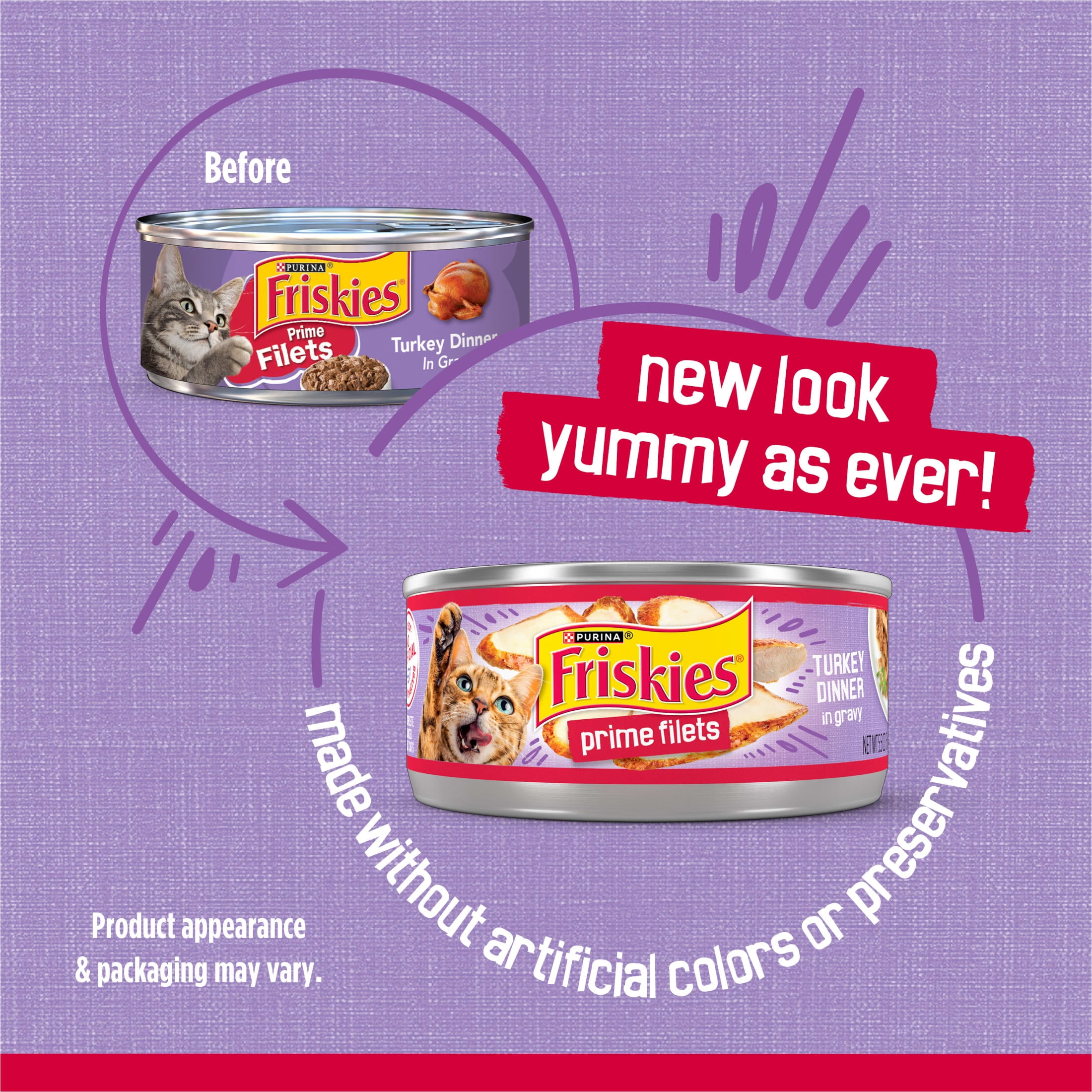 (6 pack) Purina Friskies Prime Filets, Turkey Dinner in Gravy, Wet Cat Food, 5.5 oz Can
