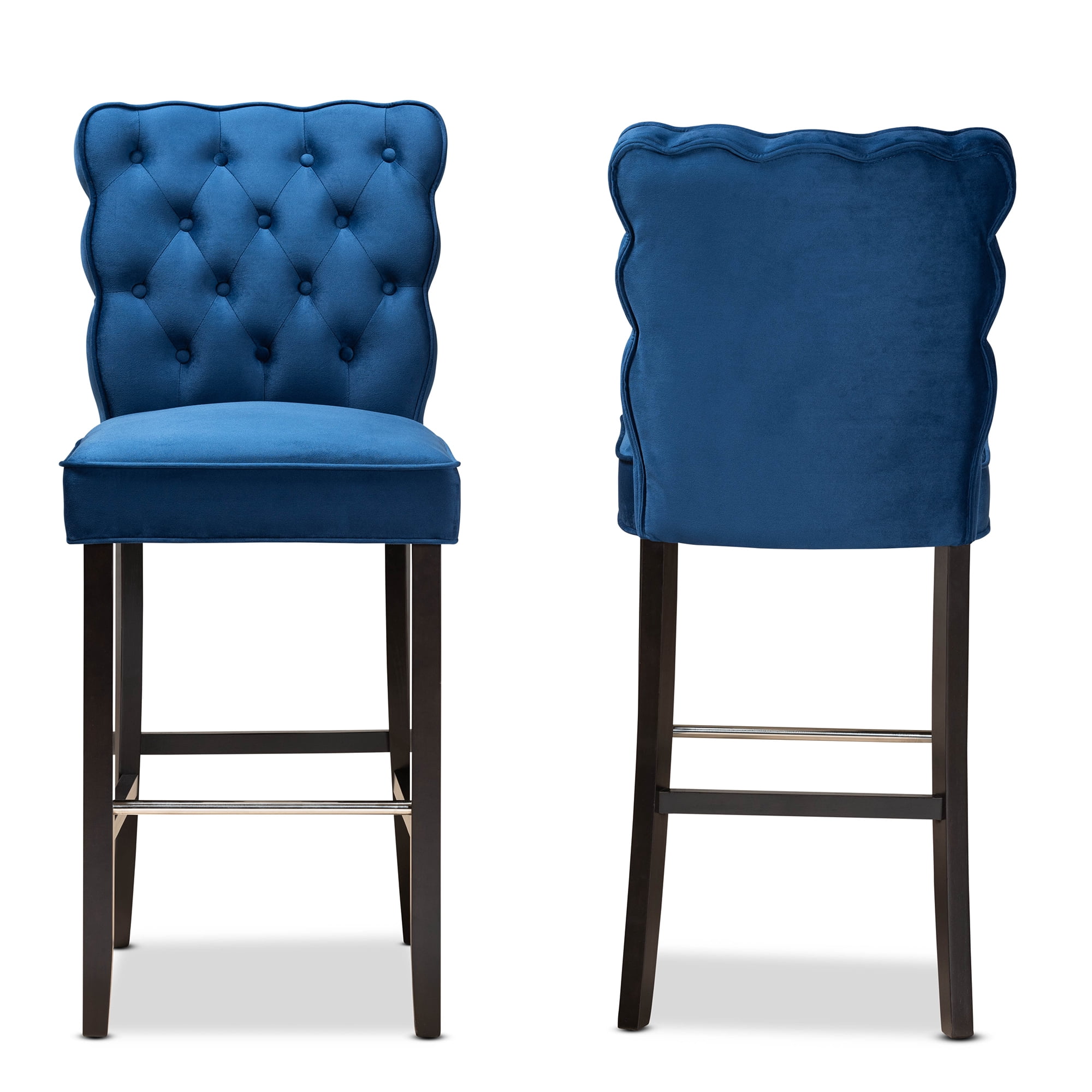 Baxton Studio Daphne Bar Stool, Navy Blue, Set of 2