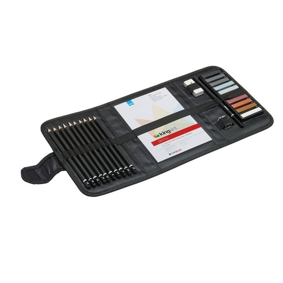 Kingart, Sketching & Drawing Travel Set, Set of 25, for Beginners and Experts