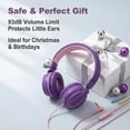 thumbnail image 3 of Pedoxline Kids Headphones with Microphone, Foldable 85/94dB Safe Volume Stereo Adjustable over Ear Headphones for Kids, Girls, Boys, Comfort Fit for Online Classes & Trave (Purple and Pink), 3 of 6