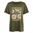 thumbnail image 4 of Tiweut Casual T Shirts for Womens Round Neck Short Sleeve Floral Graphic Print Religious Pullover Tops,Army Green, 4 of 4
