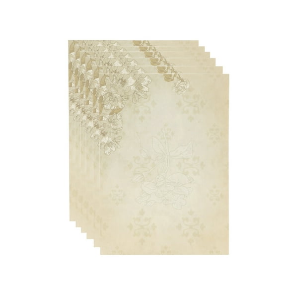 MasteelfCA 50pcs European Style Paper Retro Writing Paper Vintage Letter Paper Romantic Stationery (Light Coffee Jasmine)