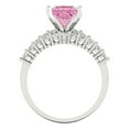 thumbnail image 4 of 2.66 ct Brilliant Princess Cut Pink Zircon 18K White Gold Solitaire with Accents Engagement Bridal Wedding Ring Band Set size 5.5, 4 of 7