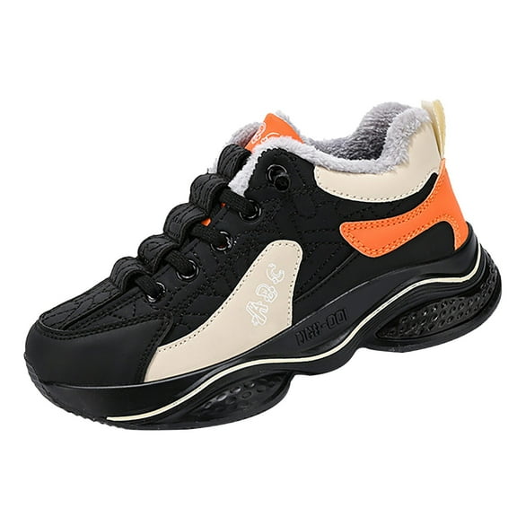 Otqutp Baby Breathable Boots Fashion All Seasons Children Sports Shoes Girls Boys Flat Sole Thick Sole Non Slip Comfortable Casual Shoes(Black,10.5-11 Years)