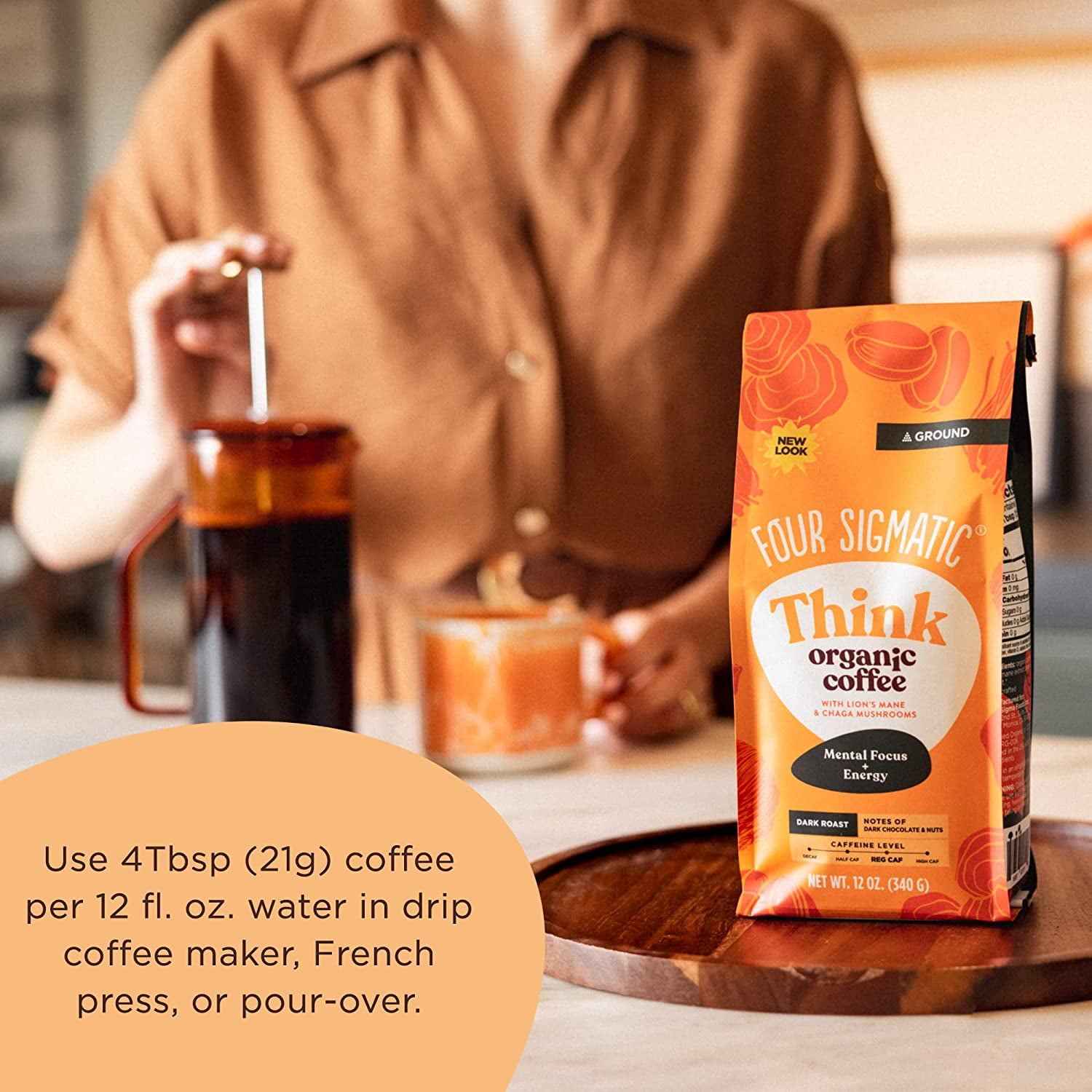 Whole Bean Coffee: Rich Mushroom & Lion's Mane Blend - Four Sigmatic