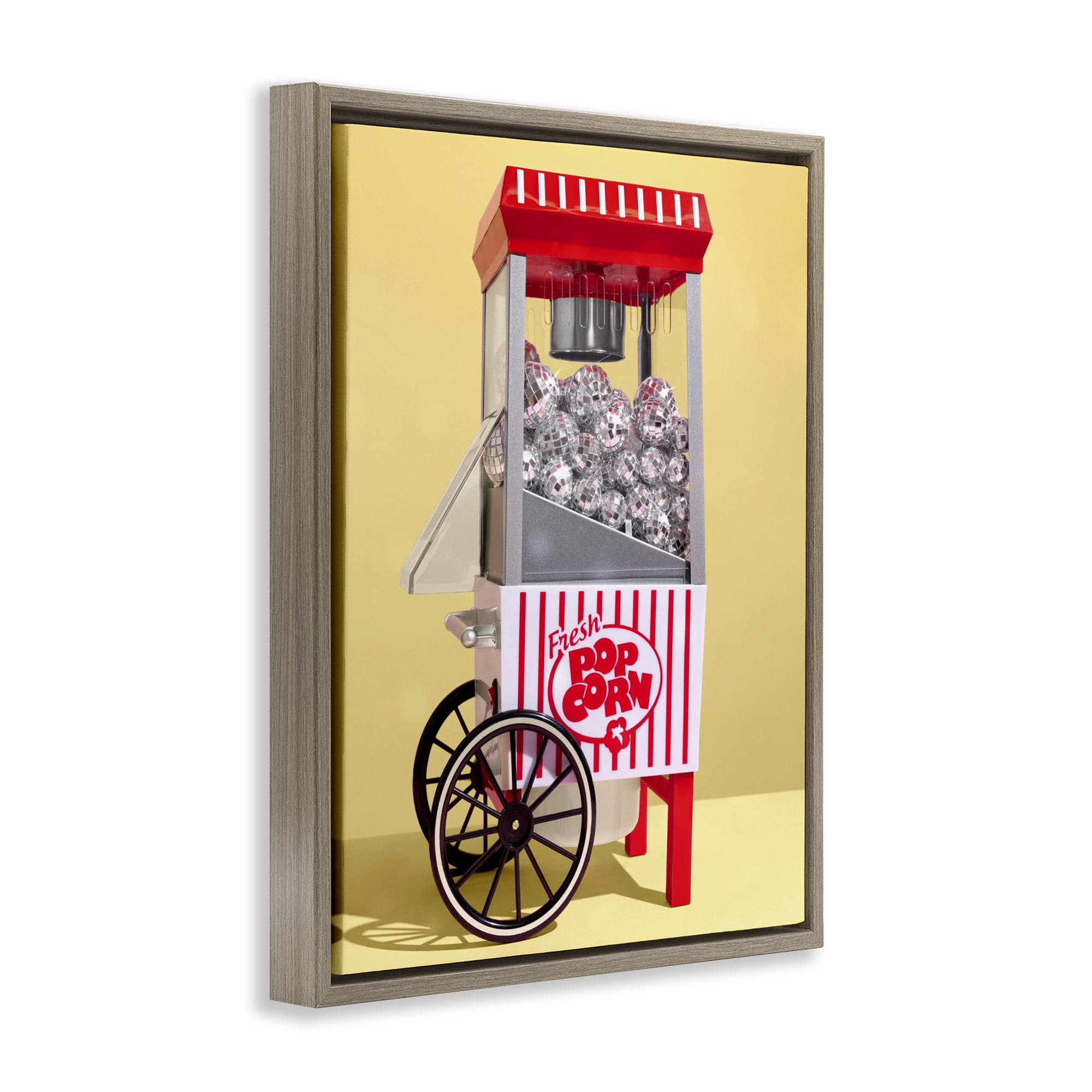 Stupell Industries Disco Popcorn over Yellow Brown Framed Floater Canvas Wall Art, design by LISH Creative