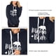 thumbnail image 5 of Sudadera con capucha Estampado de manga larga Bolsillo con cordón elástico Sudadera con capucha cómoda e informal para mujer Azul marino M, 5 of 6