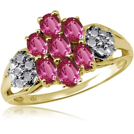 JewelersClub 1.12 Carat T.G.W. Pink Topaz Gemstone and 1/20 Carat T.W. White Diamond Ring