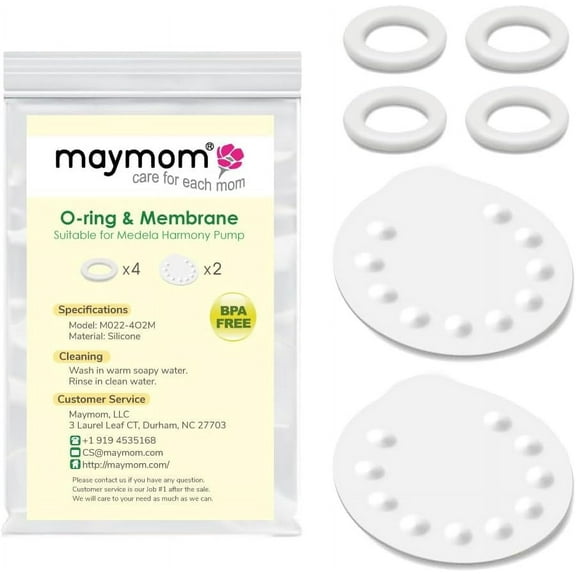 Maymom Replacement Pump Parts for Medela Harmony Manual Pump; 4 O-Rings, 2 Membranes