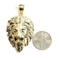 thumbnail image 2 of 10k yellow Gold lion head face Leo zodiac Pendant charm fine gift jewelry 10.3g, 2 of 12