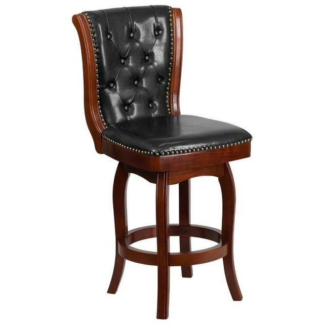 Pemberly Row Tabouret en Cuir 26" Noir et Cerise